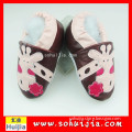 Factory Supply funny giraffe sheep leather soft flat embroidered hard sole baby shoes